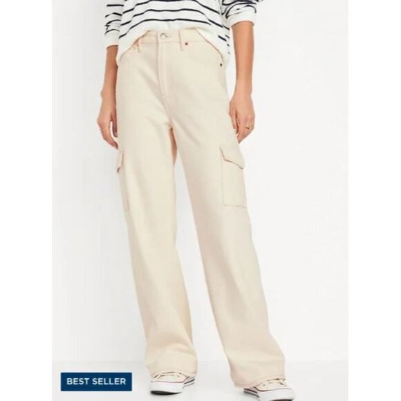 Old Navy Extra High-Rise Sky-Hi Wide Leg Cargo Pants Womens Size 16 Tall NWT - Picture 2 of 16